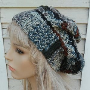 Green Camo Fall Colors Slouchy Beanie handmade